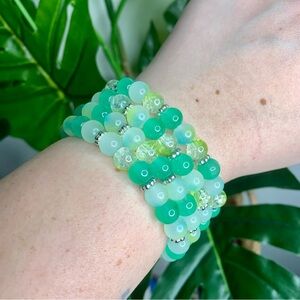 3/$15 Green Spring/ Summer Glass Beaded Mix Bracelet